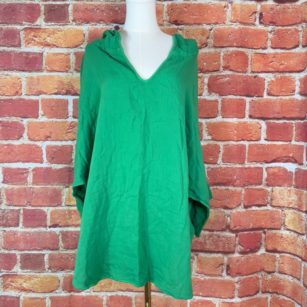 Elan Vibrant Green Hooded Poncho Women’s One Size Thin Lightweight 100% Cotton